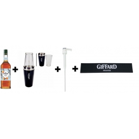 More about Giffard Pfirsich Sirup 1L + Boston Shaker zweiteilig aus Metall & Glas + Dosierpumpe + Barmatte Gummimatte Abtropfmatte