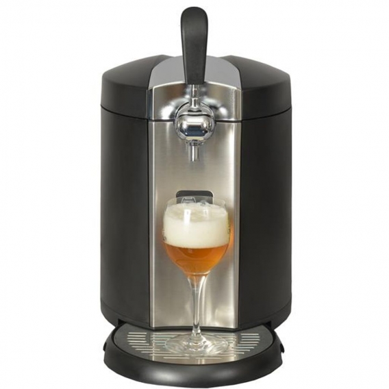 Biermaschine - Druckbiersystem mit Fass 5 l - Einstellbare Temperatur - Edelstahl schwarz