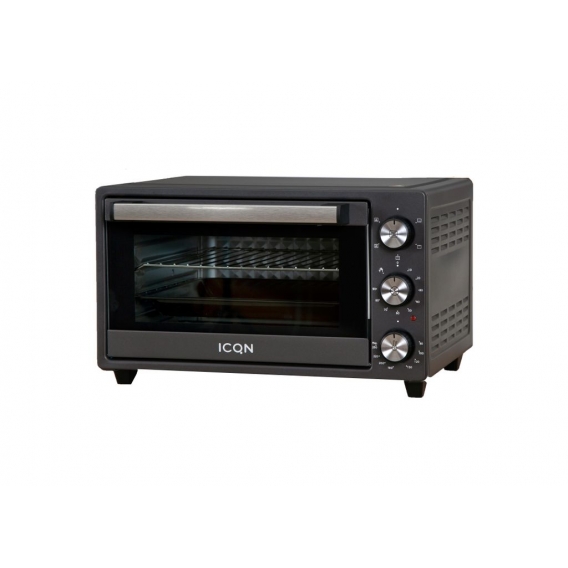 ICQN Minibackofen 20L, Pizza-Backofen, Ober-/Unterhitze mit Umluft-Funktion, 5 Grill-Funktion, 90 Min. Timer, 1500 W, Mini Oven,