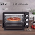 ICQN Minibackofen 20L, Pizza-Backofen, Ober-/Unterhitze mit Umluft-Funktion, 5 Grill-Funktion, 90 Min. Timer, 1500 W, Mini Oven,