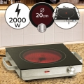 Jago® Infrarot Kochplatte - Elektrisch, 2000 W, Ø 20 cm, Überhitzungsschutz, stufenlose Temperaturregelung, aus Glaskeramik und 