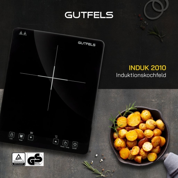GUTFELS INDUK 2010 Induktionskochplatte | 2000 Watt Leistung | Touch-Bedienung