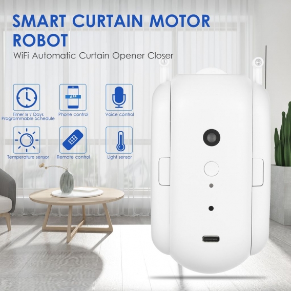 WiFi Automatischer Vorhangoeffner Schliesser Roboter Drahtloser Smart Vorhang Motor Timer Sprachsteuerung Smart Home Automation 