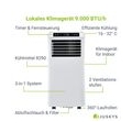 Juskys Lokale Klimaanlage MK950W2 mit Fernbedienung & Timer - 9000 BTU – 3in1 Klimagerät zur Kühlung, Ventilation, Entfeuchtung 