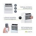 Juskys Lokale Klimaanlage MK950W2 mit Fernbedienung & Timer - 9000 BTU – 3in1 Klimagerät zur Kühlung, Ventilation, Entfeuchtung 