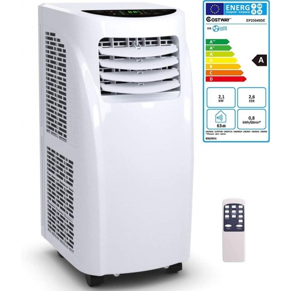 COSTWAY mobile Klimaanlage, Klimageraet tragbar, Entfeuchter Luftreiniger mit 1,5m Abluftschlauch | Fernbedienung | 7000 BTU | 7