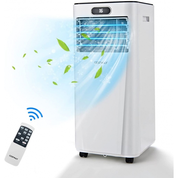 COSTWAY Mobile Klimaanlage 7000 BTU Klimagerät Entfeuchter tragbar für Räume bis 25㎡ 16℃-32℃ mit 1,57m Abluftschlauch  Fernbedie