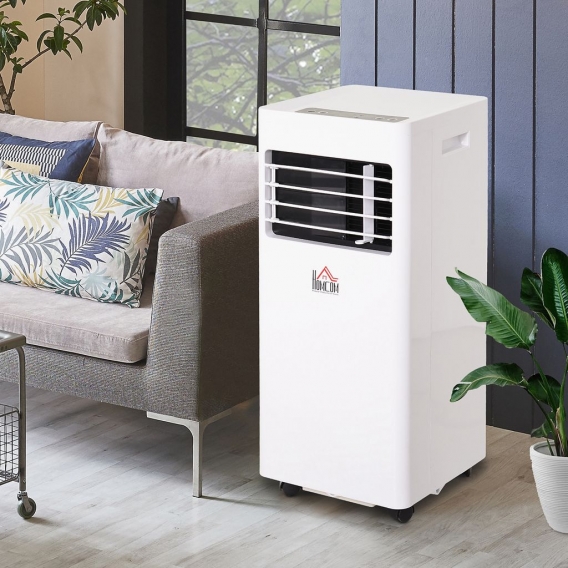 HOMCOM Mobile Klimaanlage, 2,1 kW 3-in-1 Klimagerät - Kühlen, Entfeuchtung und Ventilation – Luftentfeuchter, Ventilator, mit Fe