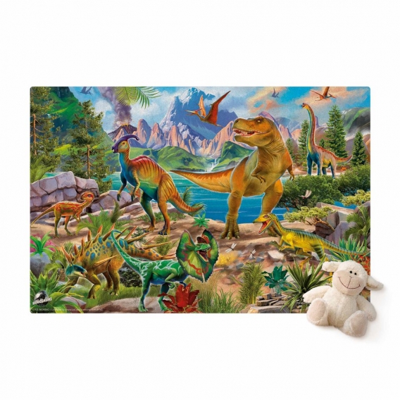 Kork-Teppich - T-Rex und Parasaurolophus - Querformat 2:3, Größe HxB:100cm x 150cm, Material:Kork