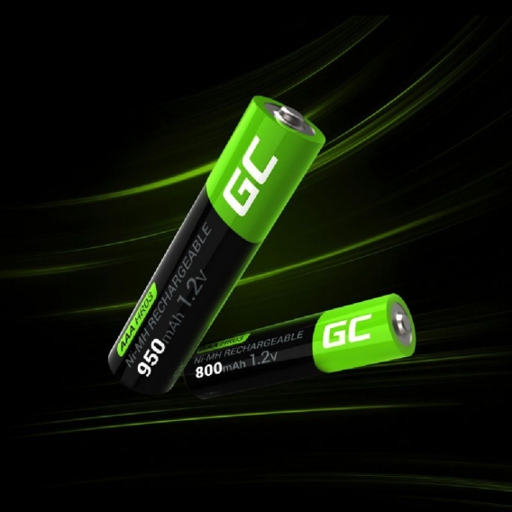 Green Cell 950mAh 1.2V 4 Stck Vorgeladene NI-MH AAA-Akkus - Akkubatterien AAA/Micro, sofort einsatzbereit, Starke Leistung, geri
