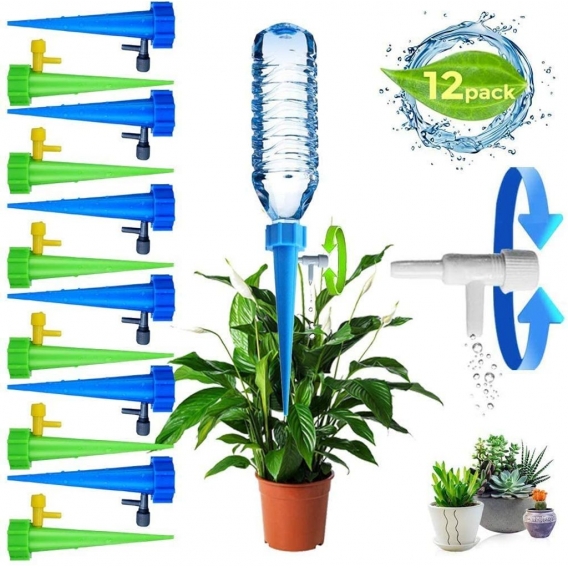 12 Stücke Bewässerungssystem Automatisch Bewässerung Set für Topfpflanzen Blumentopf Einstellbar Pflanze Wasserspender Kompatibe