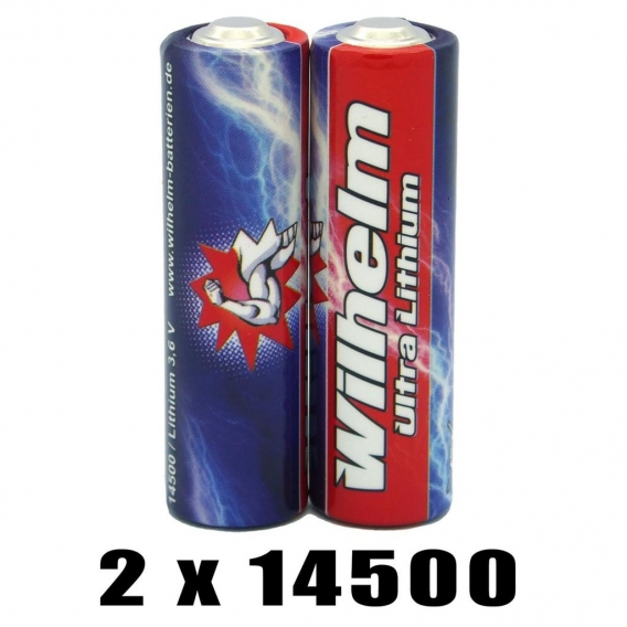 2 x Wilhelm ER14500 LS14500 Batterie AA Lithium 3,6V 2600 mAh ER14505 Li-SOCl2