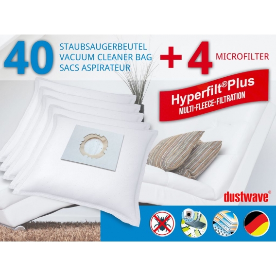 40 Staubfilterbeutel (Superpack) passend für ok. - OVC 202 Bodenstaubsauger - dustwave® Markenstaubbeutel -  Germany + inkl. Mic