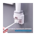 Automatischer Zahnpastaspender mit 2 Zahnbuerstenhalterschlitzen Set Hands Free Wall Mounted Toothpaste Squeezer Dispenser fuer 