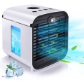 4 In 1 Mobile Klimageräte, Persönliche Klimaanlage, Luftbefeuchter, Luftreiniger und Aromazerstäuber, USB Air Cooler mit 3 Kühls