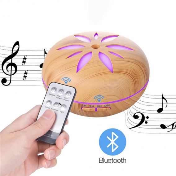 CkeyiN 550ML Aroma Diffuser with Bluetooth Speaker 7-Color LED Lightltraschallbefeuchter Aromatherapie Kühler Nebelbefeuchter