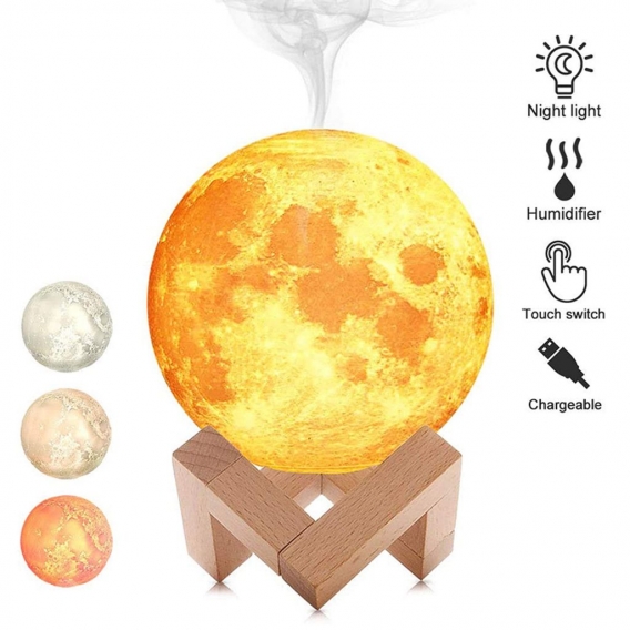 3D-Mondlampe, 880ML Luftbefeuchter Nacht Cool Mist Purifier geschenk für Kinder und Erwachsene