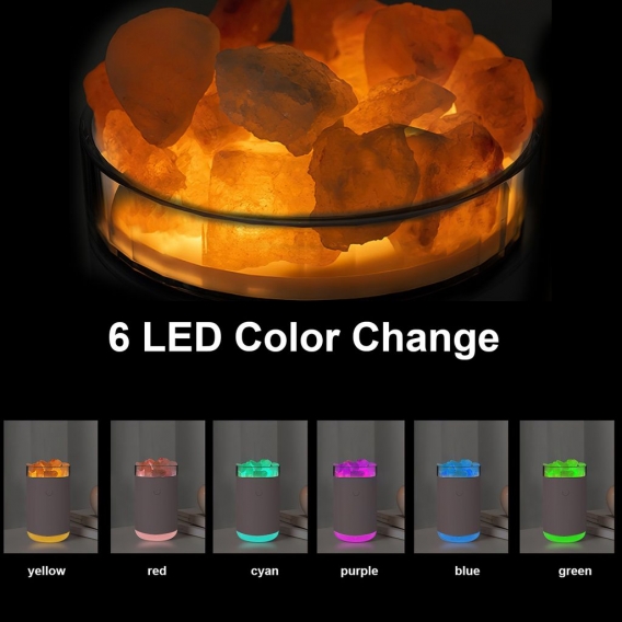 3 in 1 Aroma Diffusor Luftbefeuchter mit Salzlampe 6 Farben Wechselnde LEDs Nachtlicht 260ml USB-betriebener Luftreiniger fš¹r H