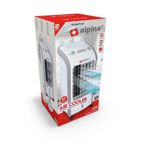 Alpina - Luftkühler, Airco, 3 Lüftergeschwindigkeiten, Swing Funktion, 2 Kühlelemente - mit Befeuchtung und Reinigung - Weiß - 6