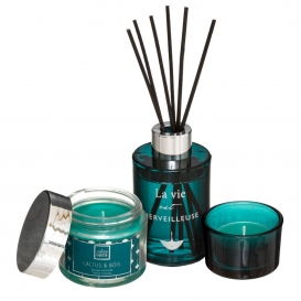 More about Aroma-Diffuser und 2 Kerzen, MERVEILLEUX Set, Rose und Mandel, Farbe:grün
