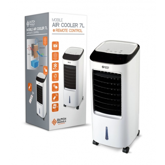 DUTCH ORIGINALS 7l Luftkühler mit Timer und Fernbedienung, Mobiler Verdunstungskühler mit Wasserkühlung, Mobiles Klimagerät mit 