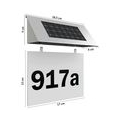 Solarhausnummer aus Edelstahl mit 4 starken LEDs, Model:Solar Hausnummer weiß
