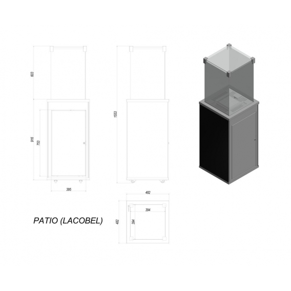 Terrassenheizer Patio Mini Quarzsinter Seta Liquorice 8,2kW