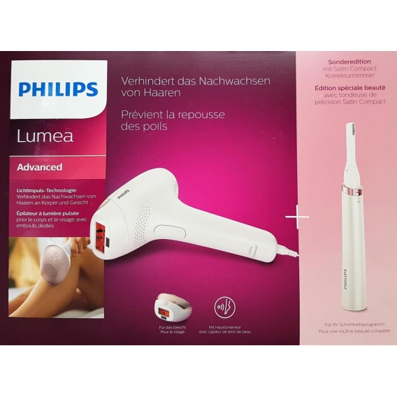 Philips BRI921/00 Lumea Advanced IPL Haarentfernungsgerät mit Präzisionstrimmer, weiß/rosa