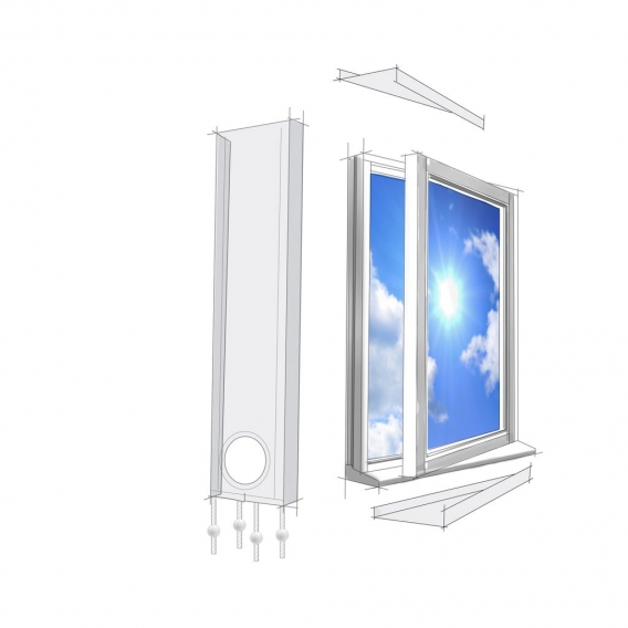 Alpina Fensterabdichtung 220cm Für Mobile Klimageräte und Abluft-Wäschetrockner, Window Kit Universal passend für alle Schlauchg