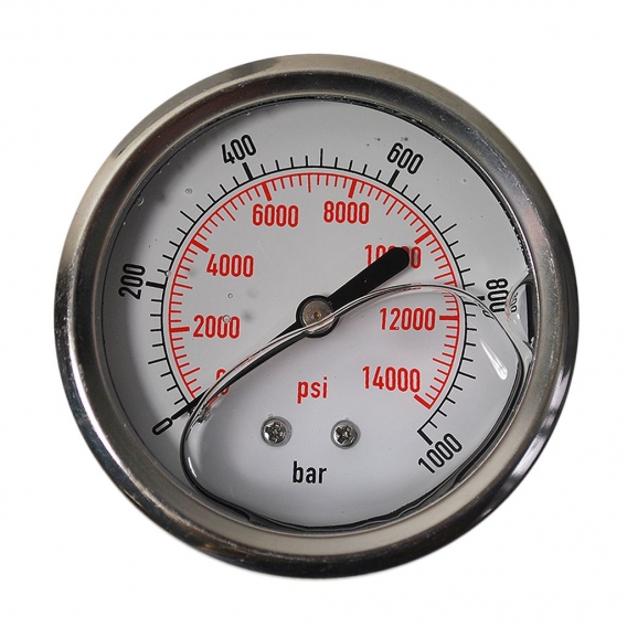 Glycerinfüllung Manometer waagerecht 63mm 1/4' Glycerin Hydraulik versch. Typen, Anzeigebereich:0-1000 bar