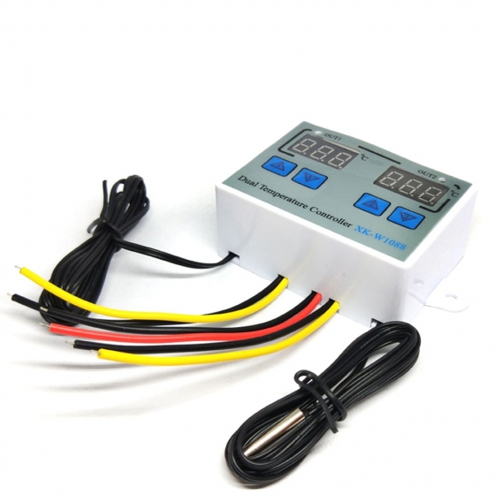 Dual-Digital-Thermostat-Temperaturregler Zwei-Relais-Ausgangsthermostat fuer Inkubator Heizung Kuehlung XK-W1088 AC110-220V