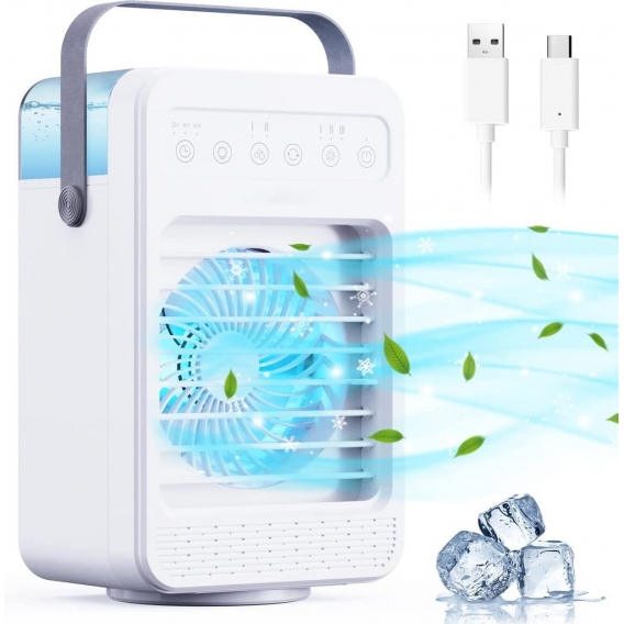 5 In 1 Mobile Klimageräte, Persönliche Klimaanlage, Luftbefeuchter, tragbarer USB-Verdunstungskühler mit Wasserkühlung, persönli