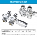 Heilmetz Multiblock Set für Heizkörper Anschlussarmatur mit Thermostat 50mm Heizungszubehör Eck- und Durchgangsform Chrom Wandan