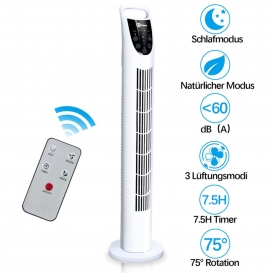 More about karpal 78cm Turmventilator tower fan 40Watt silent floor fan with remote control, sleep mode, nature mode. 7.5 H timer function.