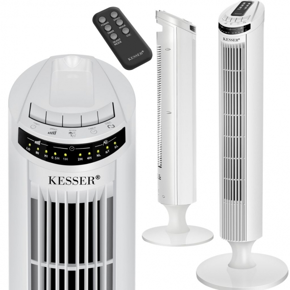 KESSER Turmventilator FERNBEDIENUNG Ventilator LED Display Standventilator Klimaanlage, Farbe:Weiß