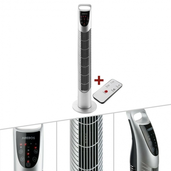 Turmventilator 40 W mit Fernbedienung Standventilator Säulenventilator Silber direkt vom Hersteller