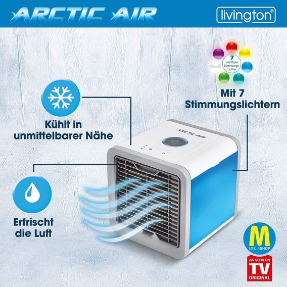 LIVINGTON Arctic Air schwarz, Verdunstungskühlgerät, Klimagerät für zu Hause