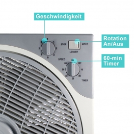 More about EAXUS® Boden-Tischventilator BOX | Ø 30 cm / 12" Zoll + Timer + Speed Schalter| 40W Oszillierender Ventilator | Klima | leise