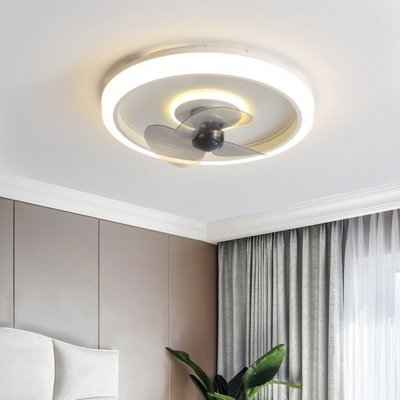 LED Deckenventilator mit 3 Windgeschwindigkeiten & 3 Lichtfarben, Deckenleuchte mit Fernbedingung, Weiße Deckenlampe, Wohnzimmer