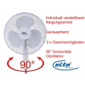 Elta Stand-Ventilator (weiß) Ventilator 3 Geschwindigkeitsstufen höhenverstellbar