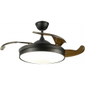36" Deckenventilator Ventilator Lampe Moderne Deckenleuchte 3-Farben Licht Fan 36W mit 4 Einziehbare Klingen + Fernbedienung