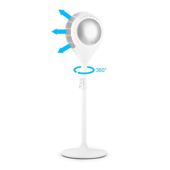 Klarstein Airflex - 360°-Standventilator, Körpersensor, 65 W, Schwenkfunktion, 4 Modi: Normal, Nacht, Natur und Öko, Leucht-LEDs