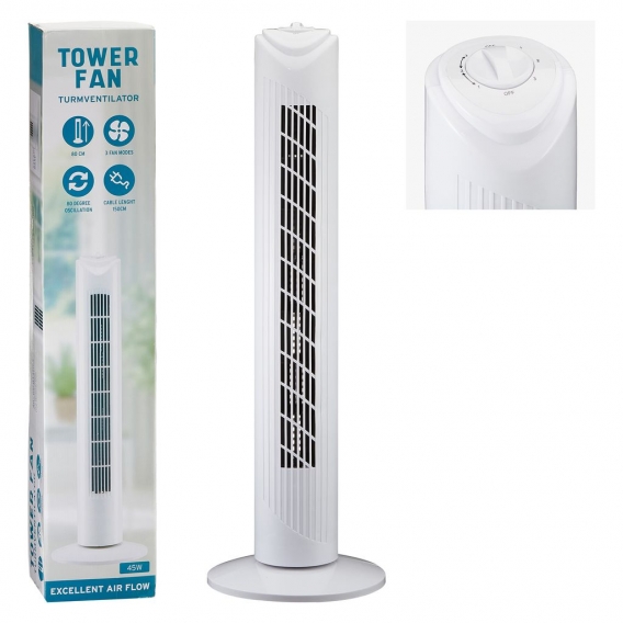 Turmventilator, weiß, Höhe: 80cm, Oszillationsfunktion, Klimagerät, Lüfter, 3 St