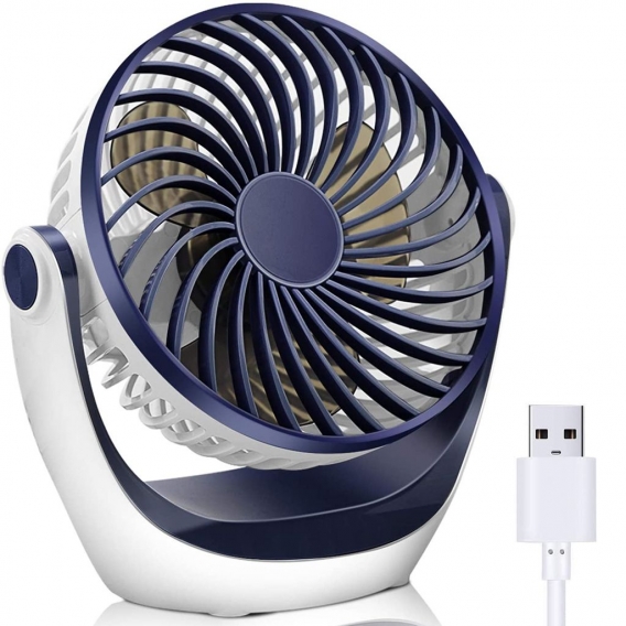 USB Ventilator, Ventilator klein Tischventilator mit starkem Luftstrom und Leise Betrieb 3 Geschwindigkeiten, 360 ° Drehbarer Ko