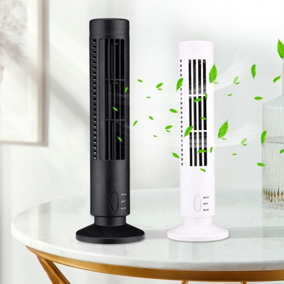 Home Office Mini Electric USB Bladeless 2 Speed ​​Desktop Air Cooling Tower Fan Schwarz