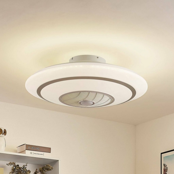 Lindby LED Deckenventilator mit Lampe 'Kheira' dimmbar Fernbedienung (Modern) in Weiß aus Metall u.a. für Wohnzimmer & Esszimmer