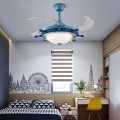 42 " LED Deckenventilator mit Fernbedienung unsichtbarer Klinge Dimmbar blau für Schlafzimmer Wohnzimmer