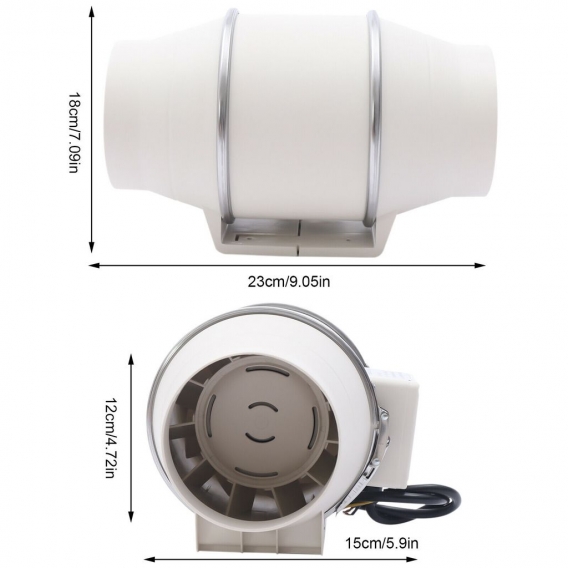 220V Rohrventilator Universal Abluftventilator  Kanalventilator Badlüfter für Badezimmer Küche (Weiß)