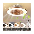 ECSEE 56cm Kaffee Deckenventilator LED Fan Licht 3-Stufen Lüfter Dimmbar Mit Fernbedienung