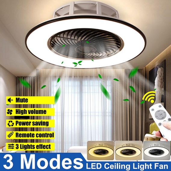 ECSEE 56cm Deckenventilator LED Fan Licht 3-Stufen Lüfter Dimmbar Mit Fernbedienung DE Kaffee